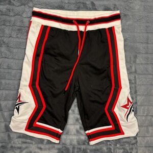 BKYS Mens Basketball Shorts Small Black Red White Star BKS806 NWT